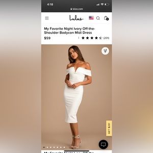 Lulu’s My Favorite Night Ivory Off-the-shoulder Bodycon Midi Dress size SMALL